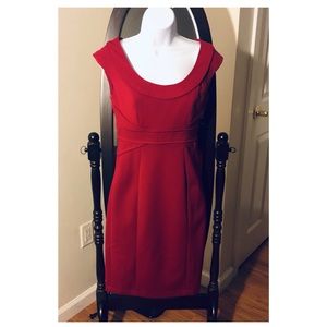 White House Black Market red knee length dress.